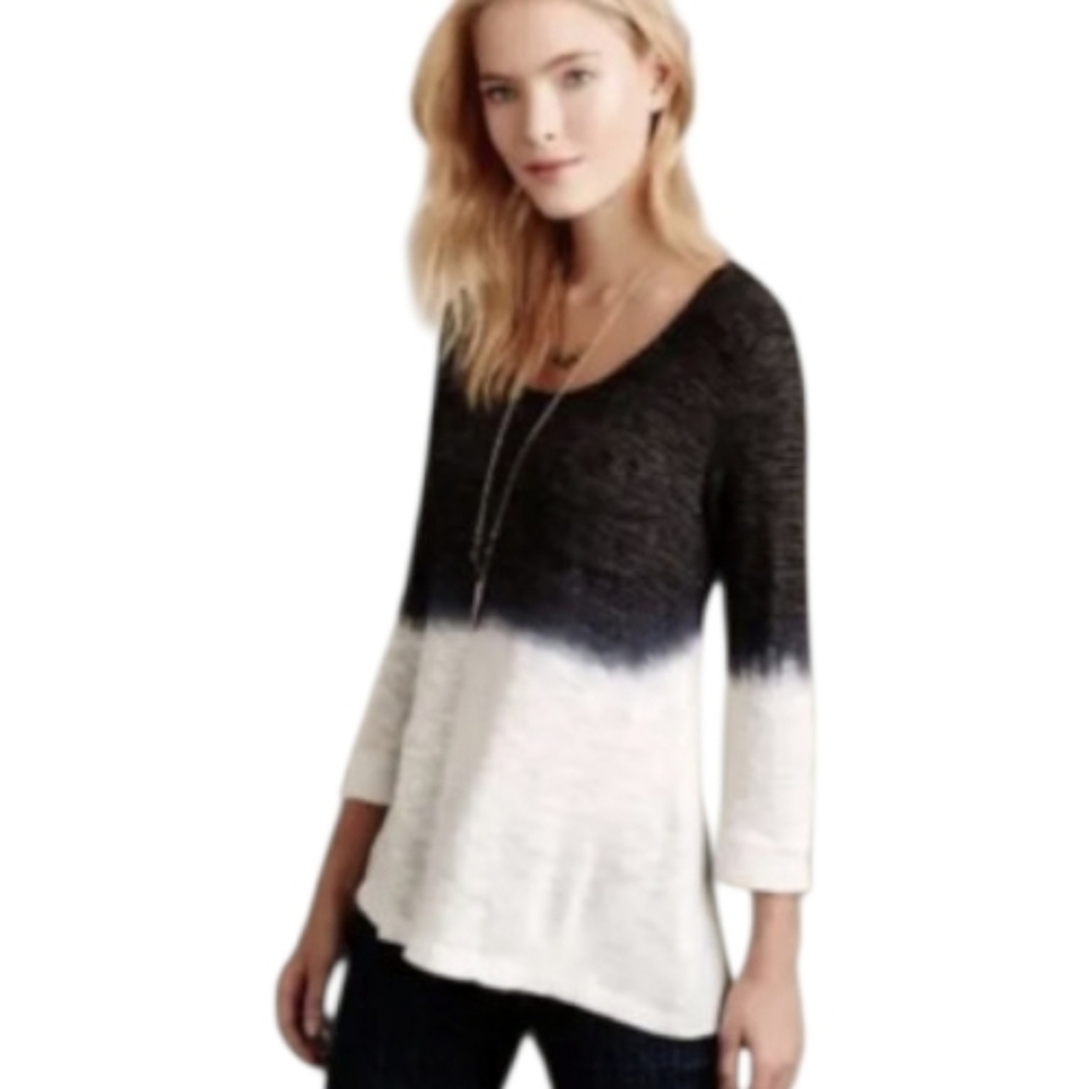 Language NWT Anthropologie Dip Dyed Top Size Medium in Cream & Gray Size